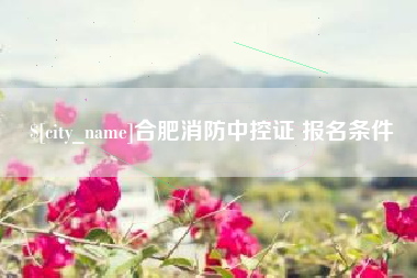 正定合肥消防中控证 报名条件